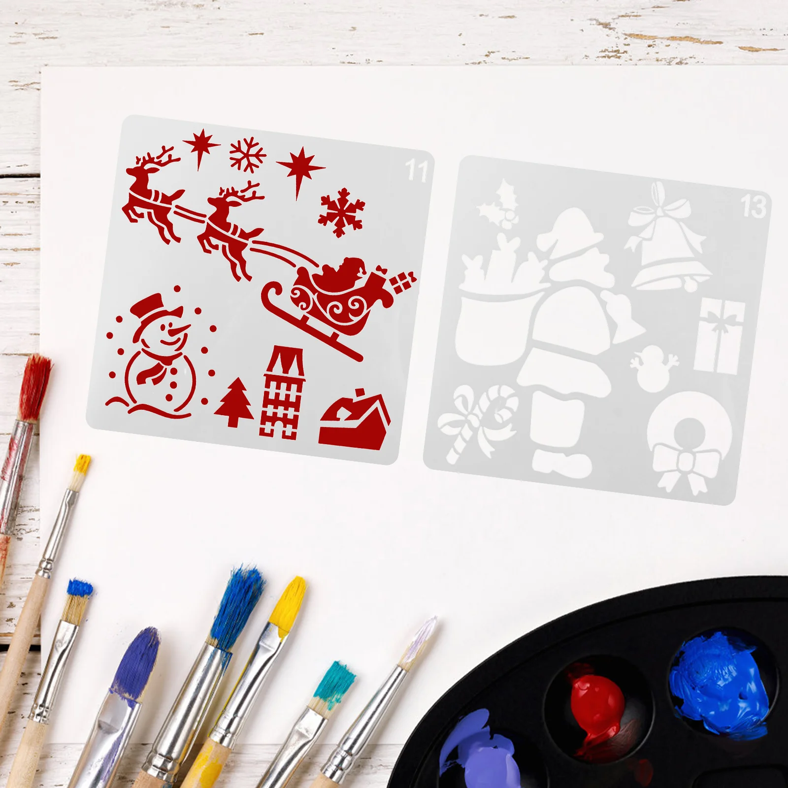 16 Pcs Christmas Template Hollow Drawing for DIY Painting Templates Supplies Xmas Kids