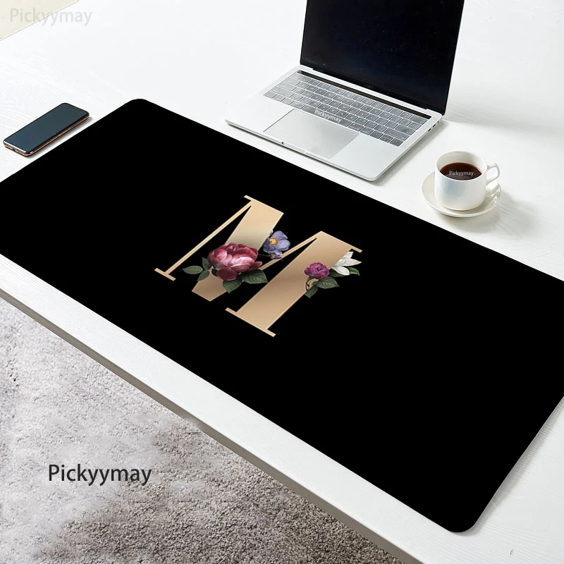 Initial Name Flower Mousepad Office Accessories Large Mouse Pad Computer Table Carpet XXL Mouse Mat Pc Gamer Keyboard Desk Mat