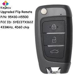 KEYECU Flip Remote Control Car Key With 3 Buttons 433MHz 4D60 Chip for Hyundai Accent 2018 2019 Fob 95430-H5500 95430-H6500