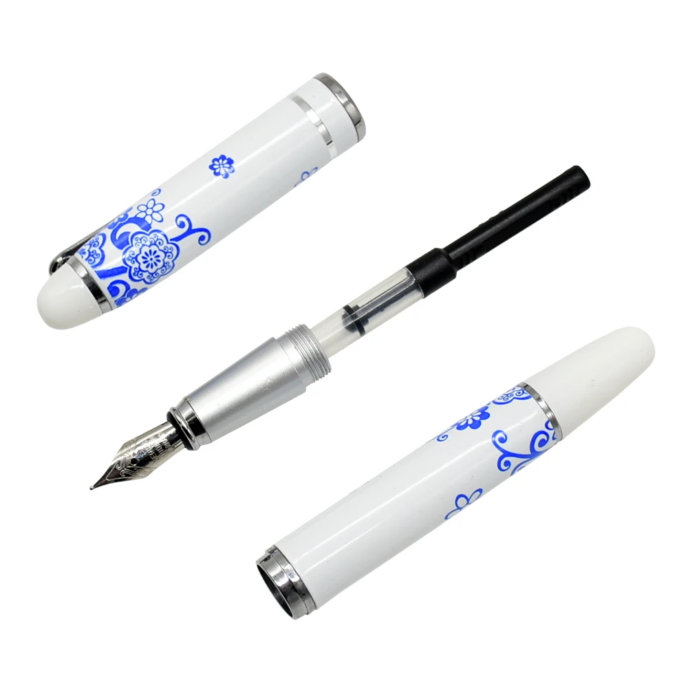 Hot New Chinese Blue and White Porcelain Pattern Medium Nib Fountain Pen Stationery Office School Supplies Gift Ink Pen