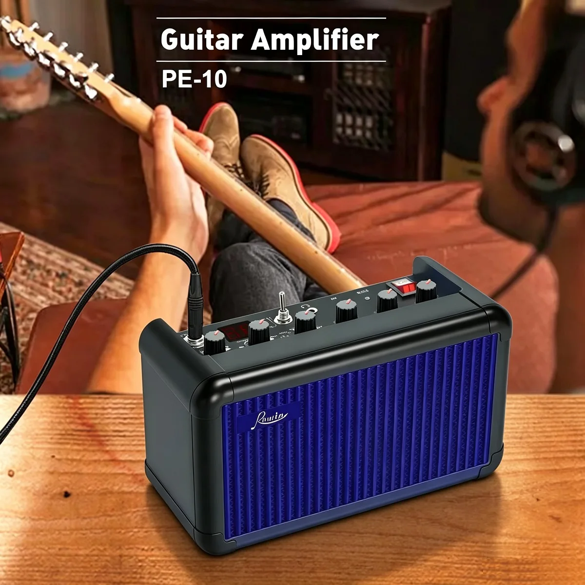 Rowin Guitar Amplifier 15W Bluetooth Tuner Function Combo Amp Multi-effects Delay OD Reverb Speaker Rechargeable Battery
