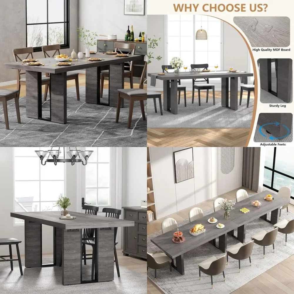 Прямоугольный обеденный стол в деревенском стиле на 6-8 мест.