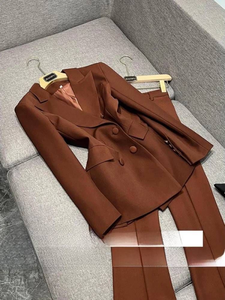 Briti Sle – costume deux pièces décontracté, pantalon de couleur Mauve, Design Faion Sensation, ensemble de costume à jambes larges pour femmes, A803