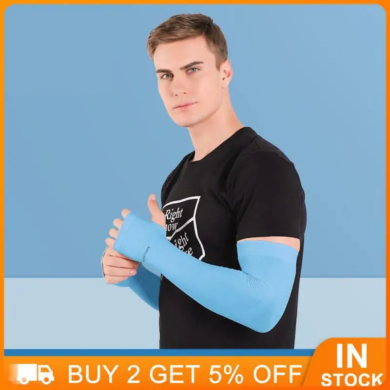 1 Pair Ice Sleeves Quick Drying Women Men Ice Silk Arm Sleeves Outdoor Sports Cycling Colorful Arm Guard Sunshade Hand Sleeves