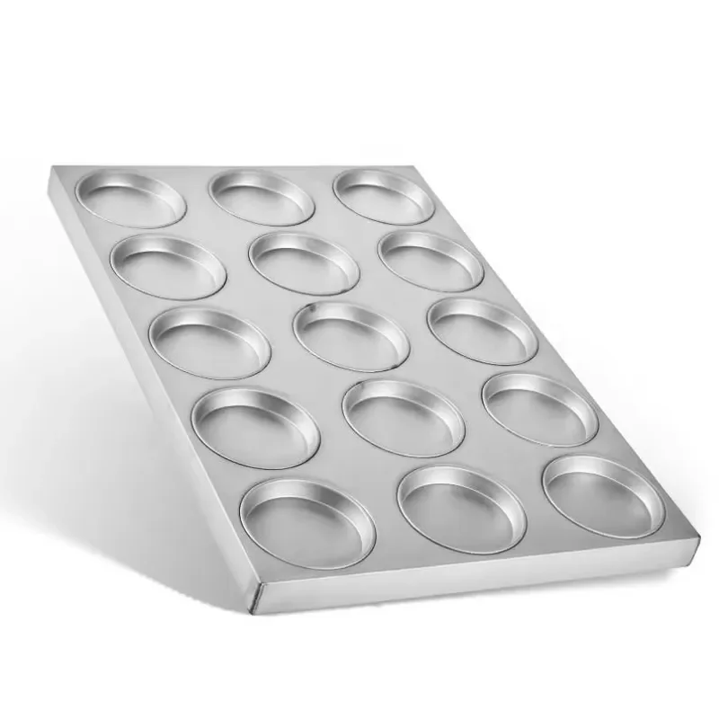 Commercial 15 Cup Muffin Pan Non Stick Aluminum Steel Baking Tray For Burger Bread 4 Inch Round Cake Mold Kitchen Bakeware