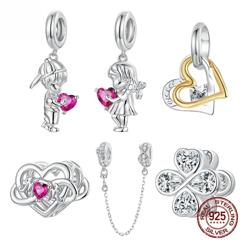 

Подвеска-шарм «Вечная любовь» ко Дню матери, аксессуары для украшений, серебро 925 пробы, браслет с бусинами «Счастливая материнская любовь»