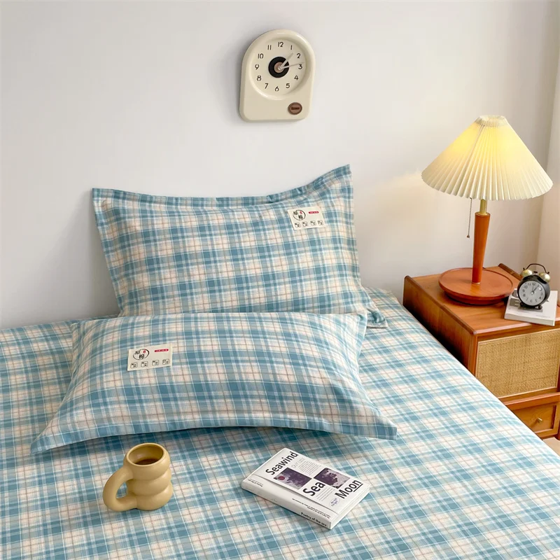

One Pair of Washable checked Pillowcases, 48cm X 74cm, 2 Household Pillowcase Covers