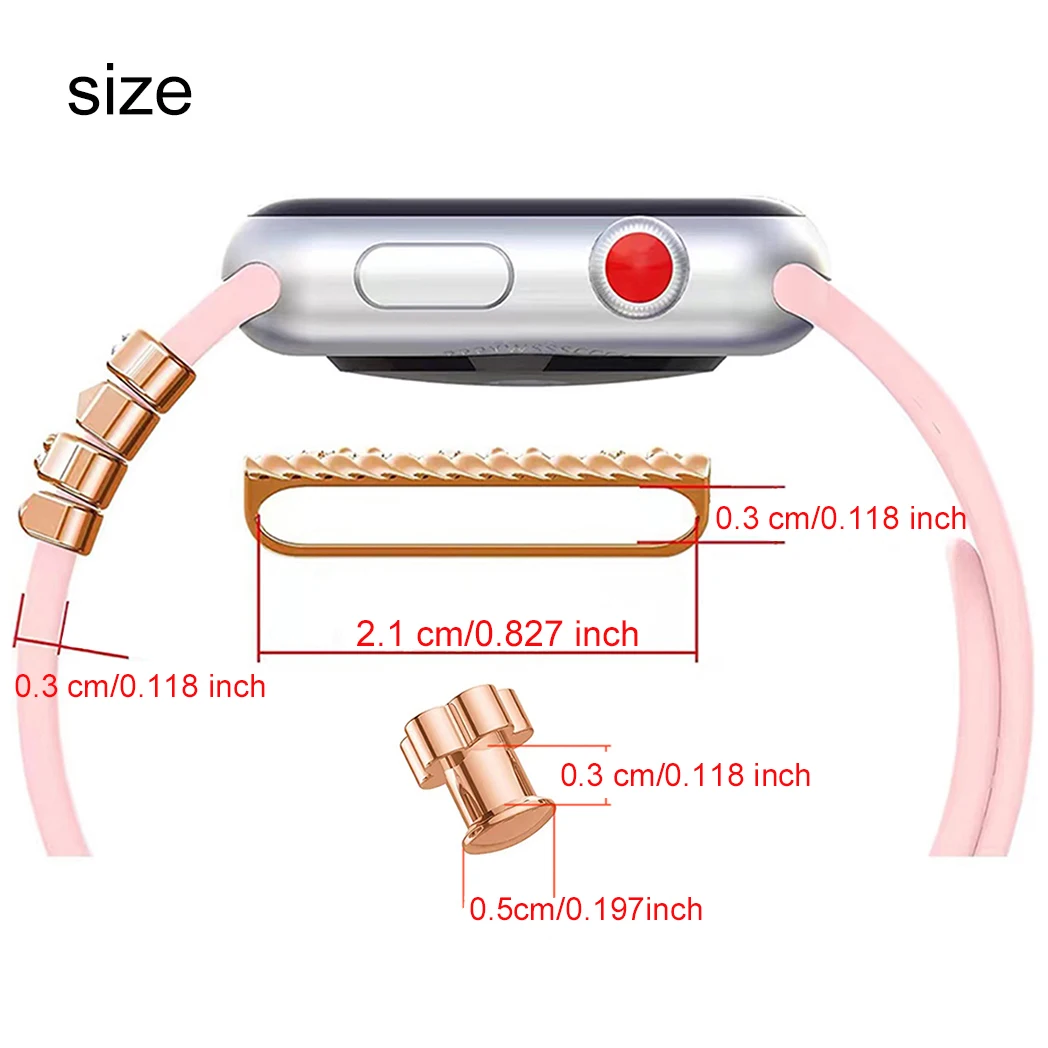 Strap Decoration For apple watch Accessories Silicone Strap Decorative Ring Studs Set Ornament Smart Watch Jewellery Decoration