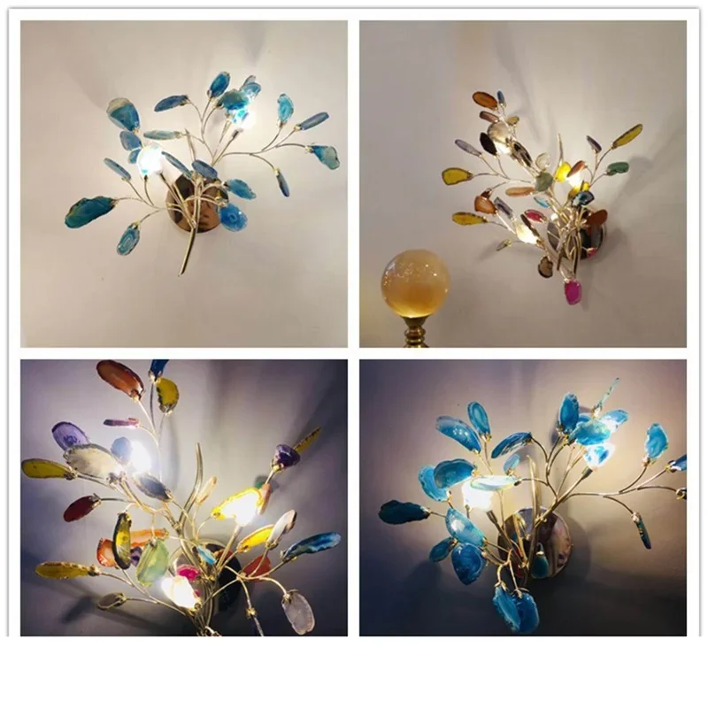 COLIN Retro Lâmpada de Parede LED Ágata Luminárias Decorativas Interior Hotel Sala de estar Luzes de Latão