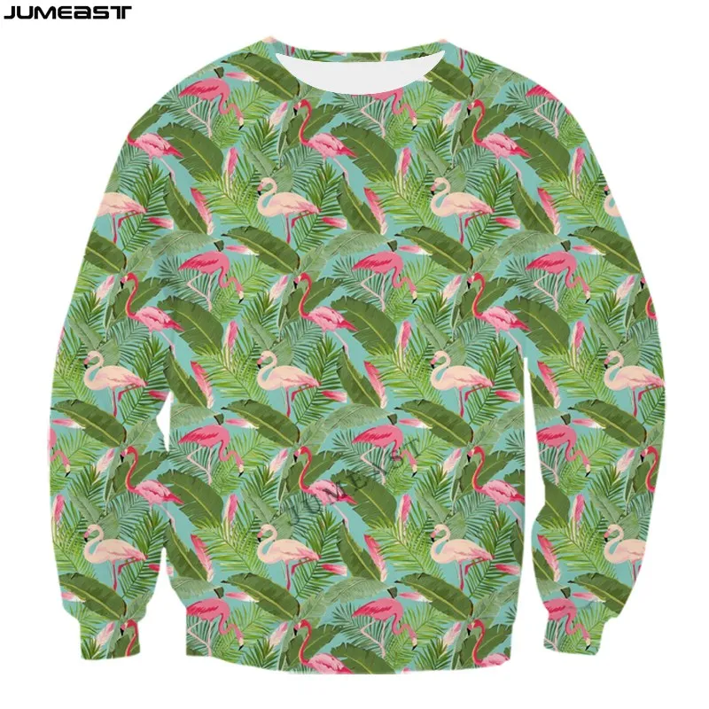 Jumeast Y2k Men Women 3D Printed Sweatshirt Animal Flamingo Hip Hop Long Sleeve Fashion T Shirt Sport Pullover Tops Tees