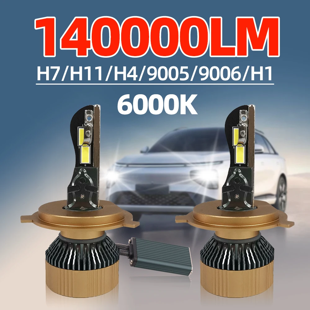 

2Pcs H4 H7 Led Canbus Headlights Super Bright Turbo LED 250W 140000LM 9005 9006 H1 H11 Automobiles Auto Lamp 12V 6000K Plug&Play