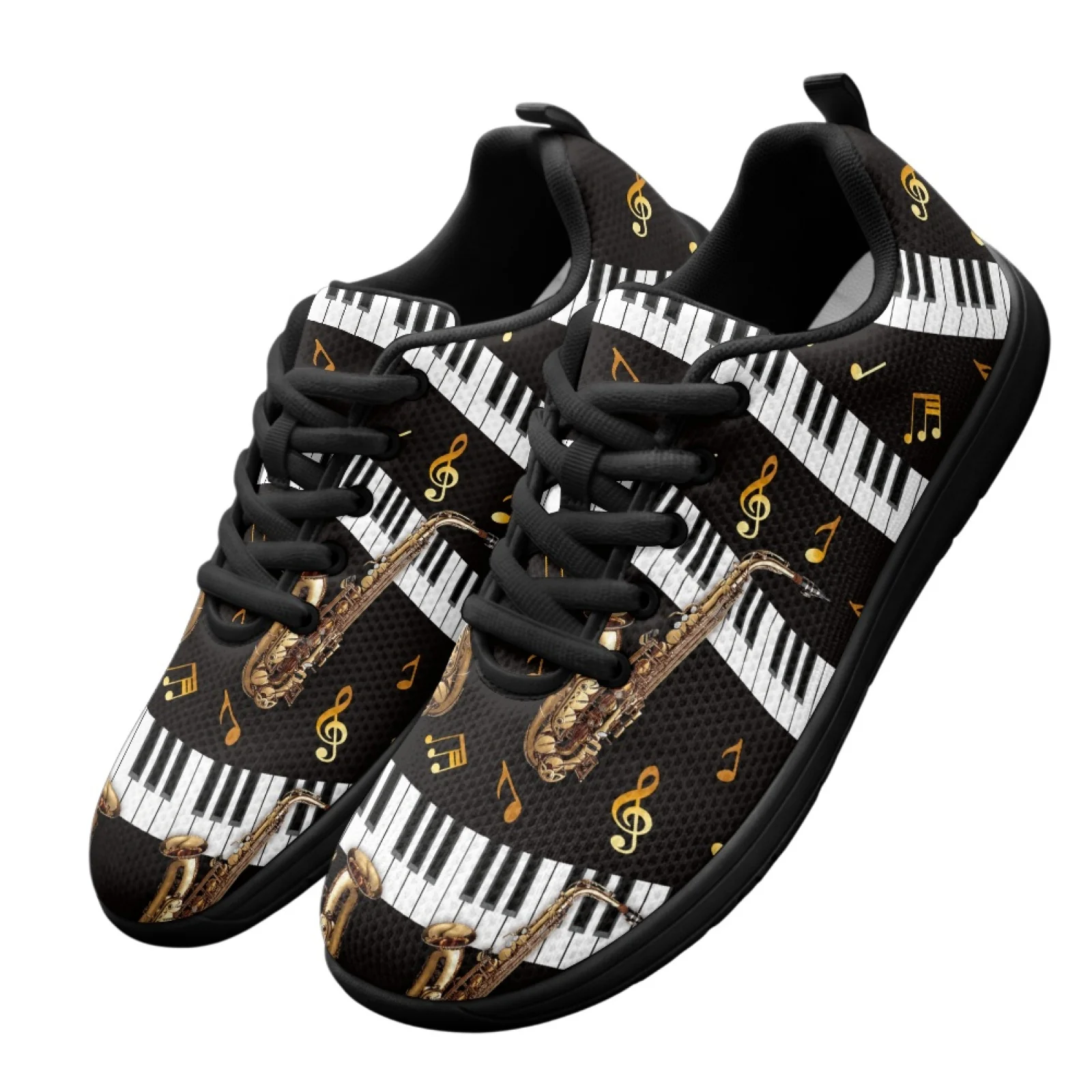 PENSTROLL Non Slip Barefoot Shoes Non-Slip Lace Up Walking Shoes for Sport Mens Piano Musical Note