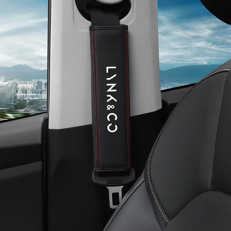 1 Pcs Car Seat Belt Leather Safety Belt Shoulder Cover Car Styling Protect Shoulders Pads Case for Lynk & Co 05 01 02 03 06