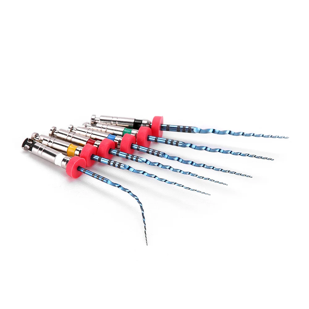 6 Pcs/Set Dental Root Canal Rotary File Endo Blue Engine Use Type NiTi Files 21mm/25mm Taper 04/06 #15-#40