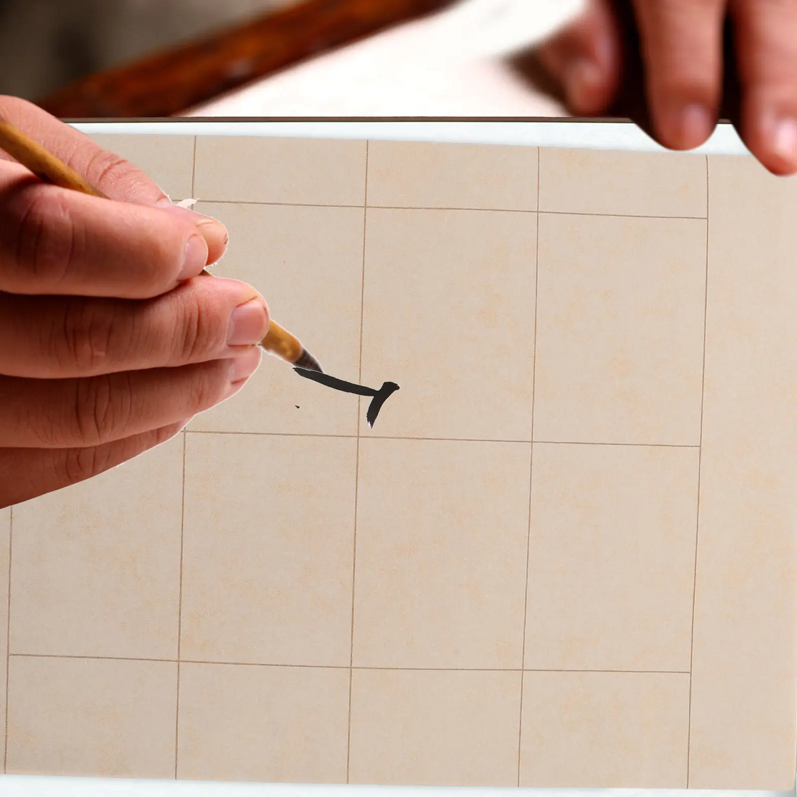 

5 листов бумаги Xuan для каллиграфии с сеткой для мелких иероглифов, для отработки китайского прецизионного письма