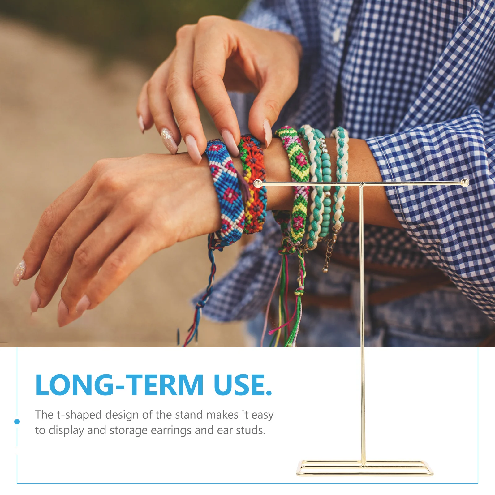 حامل T Bar قلادة معدنية حامل القرط رف شاشة للنساء مجوهرات منظم تخزين منضدية حامل استرخى القرط