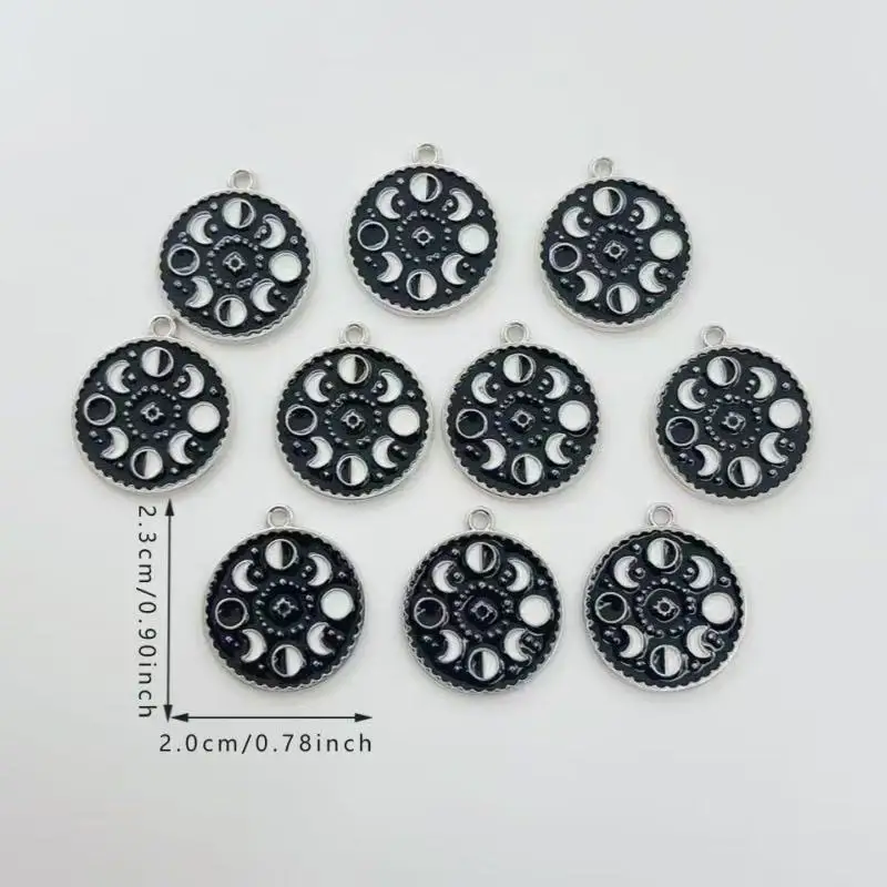 10pcs Moon Star Moon Phase Pendant DIY Handmade Accessories Alloy Keychain Pendant Necklace Earrings Pendant image 6