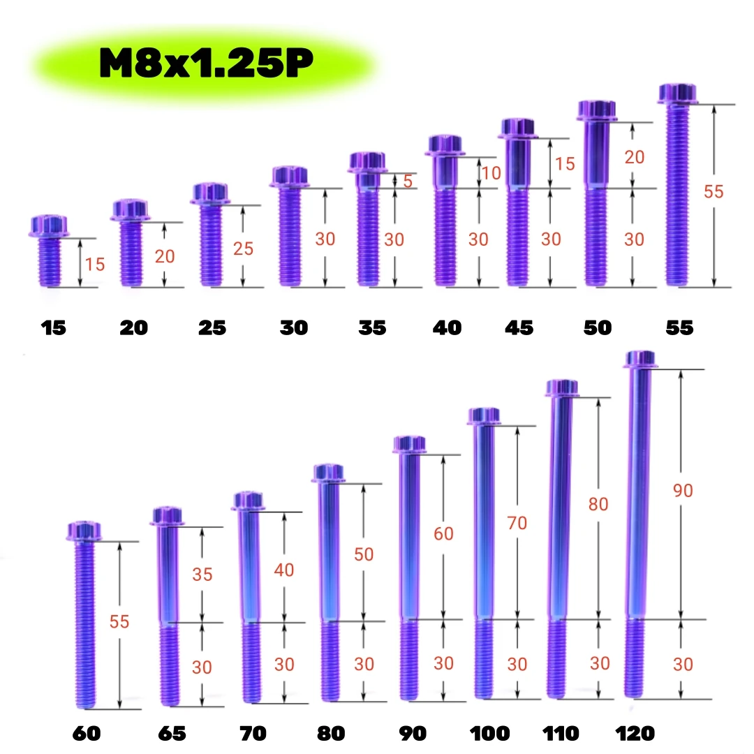 RTAMO Gr5 Titanium Bolt M8x15-120 Torx Head Flange Screw Bolt for Motorcycle Modification (1pc）