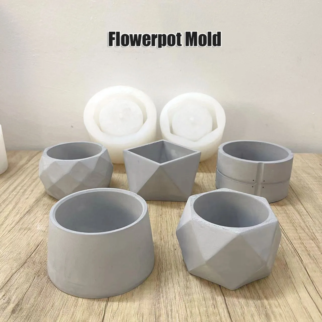 New Gypsum Flower Pot Concrete Molds DIY Geometry Cement Planters Plaster Candle Vessel Homemade Flower Vase Silicone Moulds