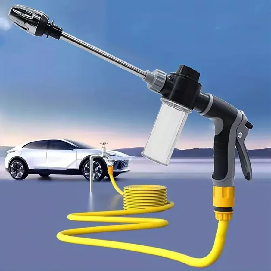 High Pressure Car Wash Sprayer with Removable Foam Pot Pressurized Gun Barrel Anti Slip Handle for Car Cleaning Garden Use