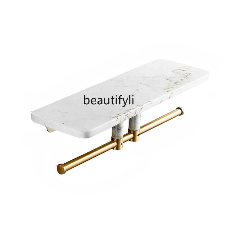 Italian Marble Storage Rack Bathroom Copper Towel Rack Punch-Free Nordic Entry Lux Style bathroom decoration accessories