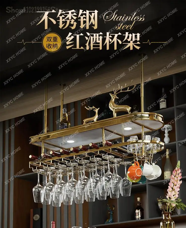Edelstahl Weinglas Rack Licht Luxus Bar Kleiderbügel Wein regal hängen Rack Weinglas Rack kopfüber Weins chrank nach Hause