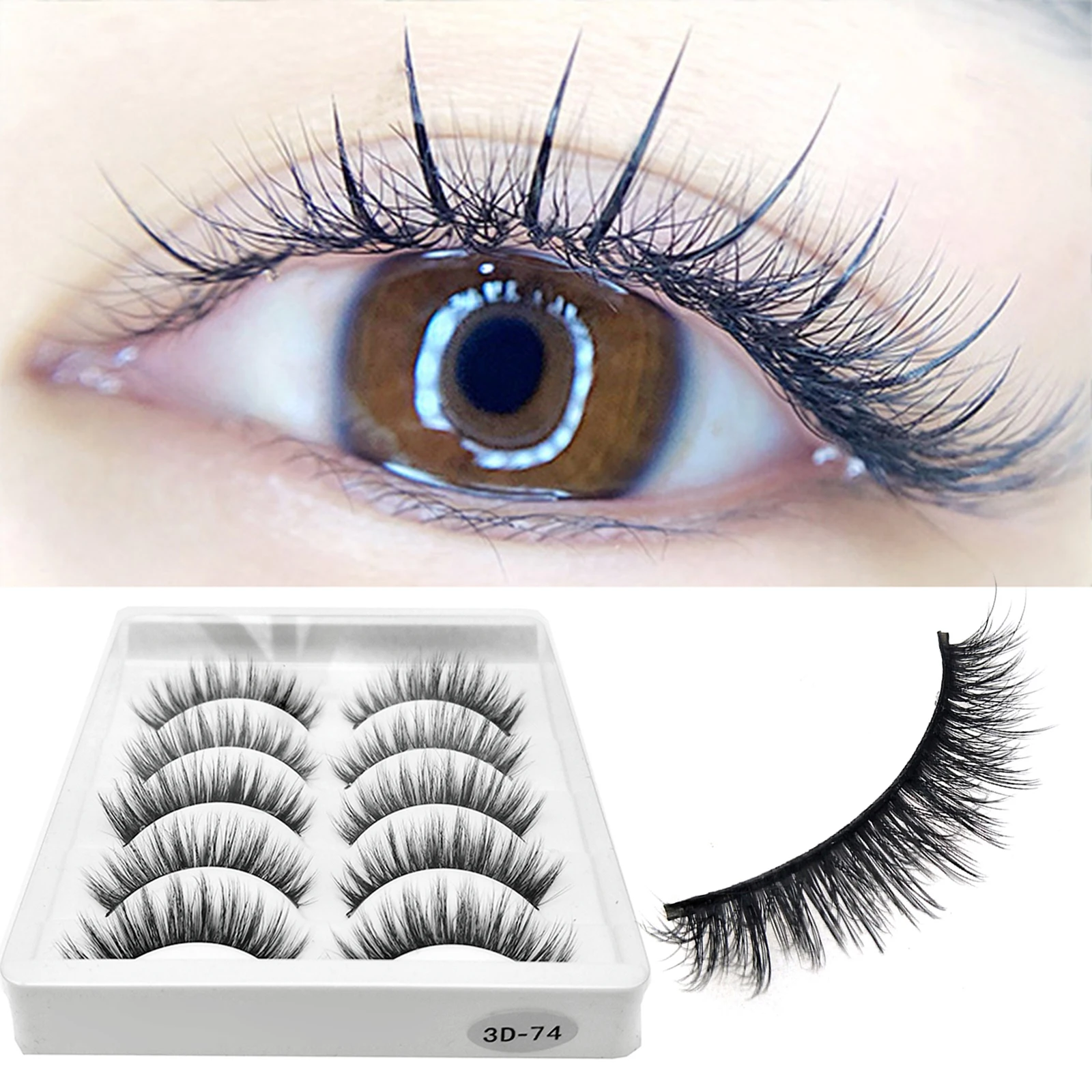 5 Pairs 3D Artificial False Eyelashes Soft Comfortable No Irritation Charming Lashes for Daily Working Makeup