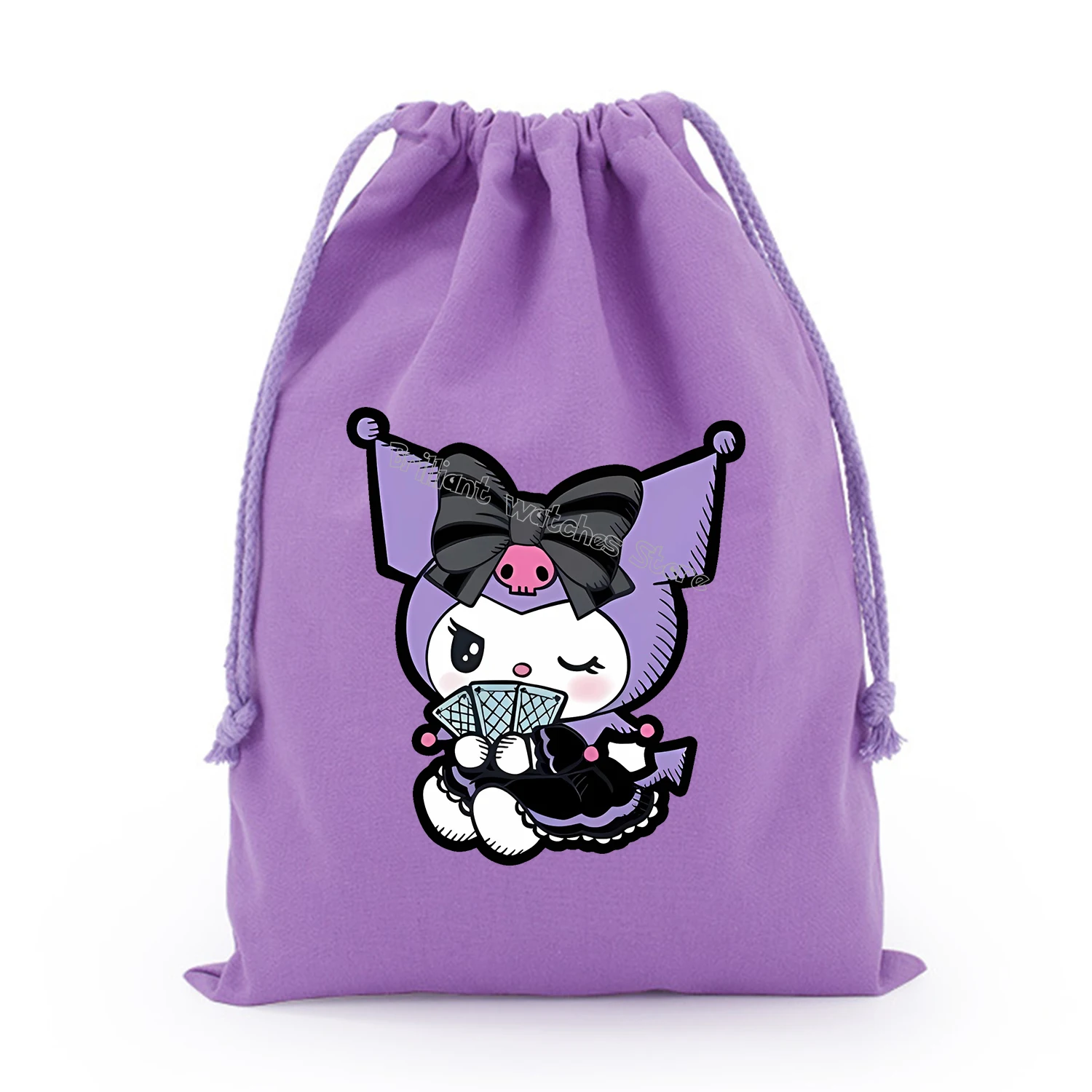 Kuromi Drawstring Bag Cute Sanrio Cartoon Gift Bag Drawstring Pouch Kids Cotton Party Bag Storage Bags New Large Capacity Bags