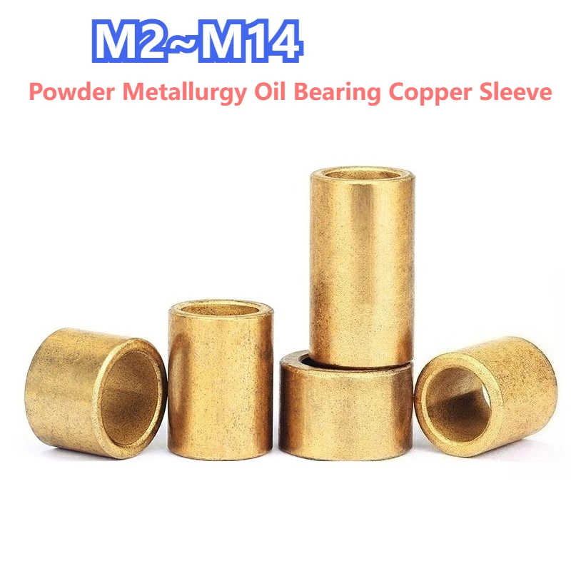 Rodamiento de aceite para metalurgia de polvo, manguito de cobre, manguito de eje de latón M3 M4 M5 M6 M8 M10 M12 M14, casquillo de Base de manguito de rodamiento