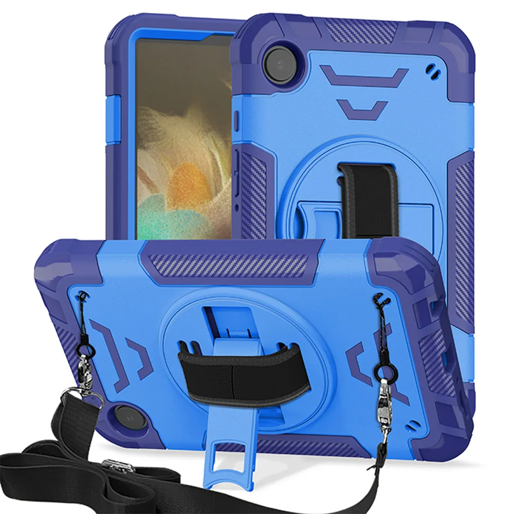 For Samsung Galaxy Tab A9/A11 8.7 inch Case Hard PC+Soft Silicone Stand Cover Four Corner Anti-Drop Protective Shell Stlye-C1