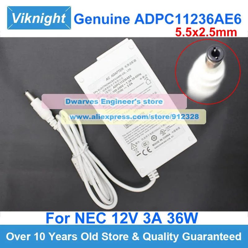 

Genuine 12V 3A 36W AC Adapter ADPC11236AE6 Laptop Charger For NEC ADPCC1236ALT 2273826A0008 Power Supply 5.5x2.5mm Tip