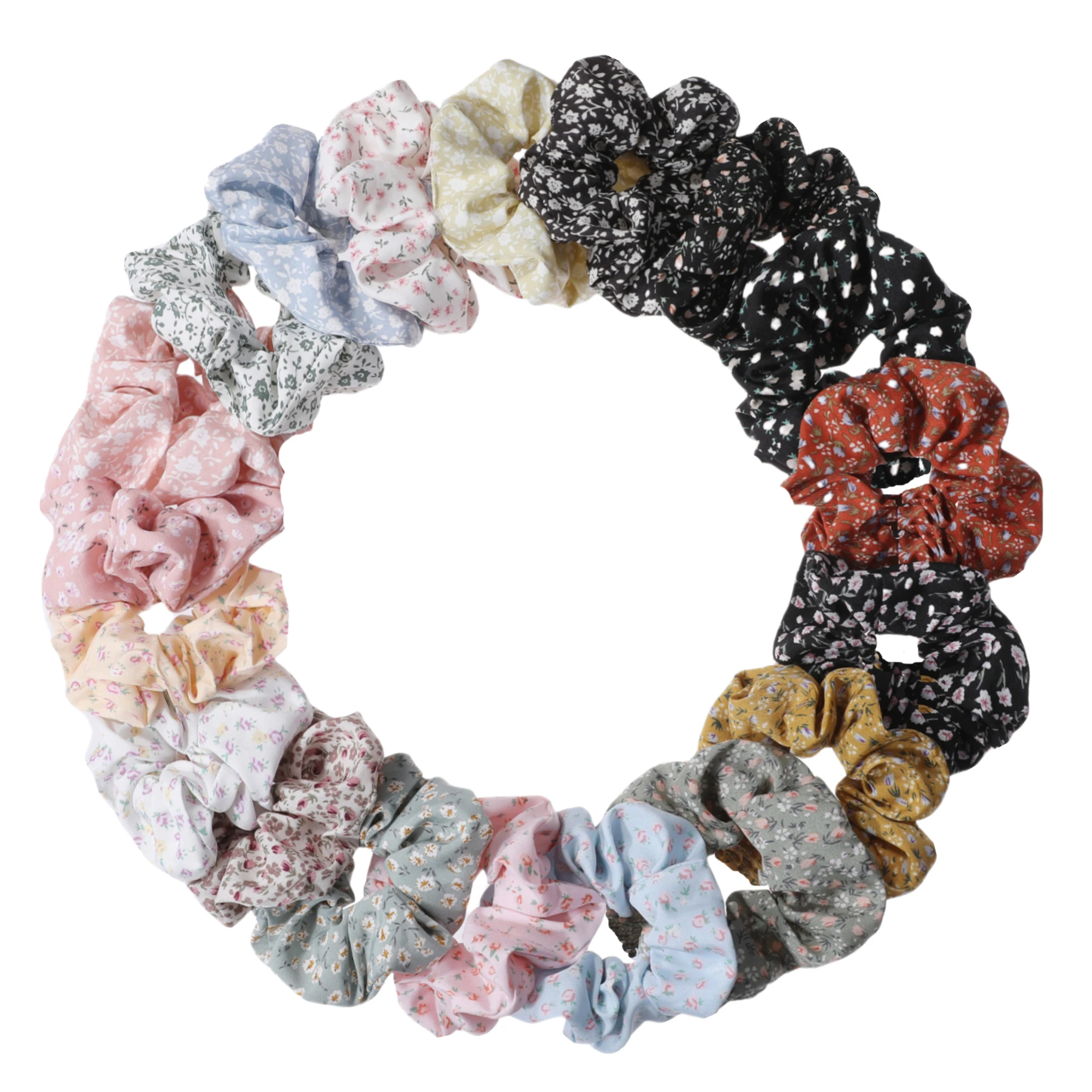 6/5/4PCS/set Sweet Cute Print Floral Scrunchies For Women Stretch Hair Accessories Elastic Rubber Band Rope Headwear