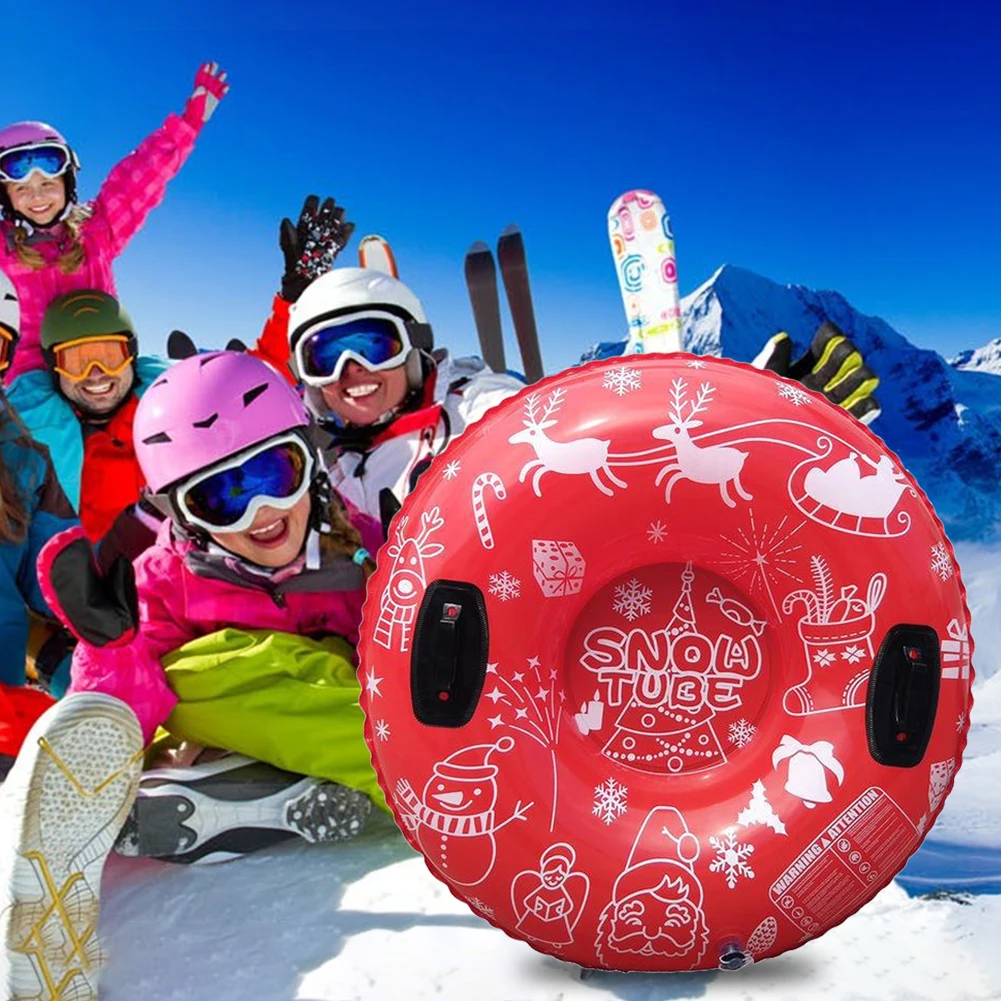 Inflatable Snow Sled with Handles Thickened Winter Tube Waterproof Inflatable Skiing Circle Rings Outdoor Sports Games Kids Toys