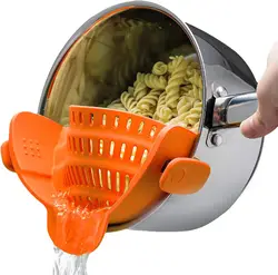 LMETJMA 6 Color Universal Clip on Strainer Adjustable Silicone Strain Pot Strainer Colander For Pasta Fruit Vegetable JT-007