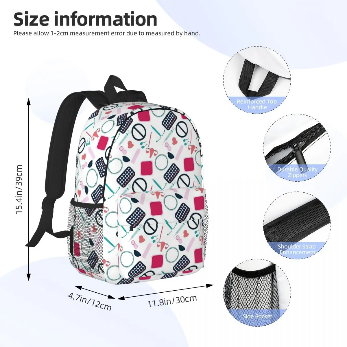 Empfängnisverhütung Muster Rucksäcke Jungen Mädchen Büchertasche Cartoon Kinder Schultaschen Laptop Rucksack Umhängetasche Große Kapazität