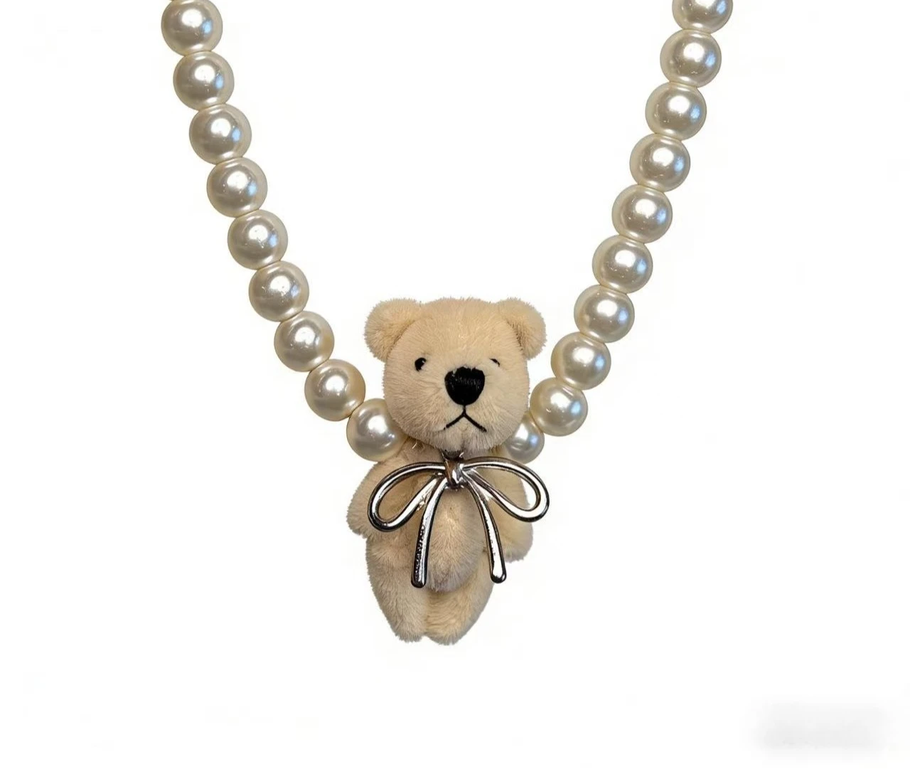 

Cute Pearl Teddy Bear Pendant Necklace Fashion Animal Jewelry Lovely Party Gift for Women