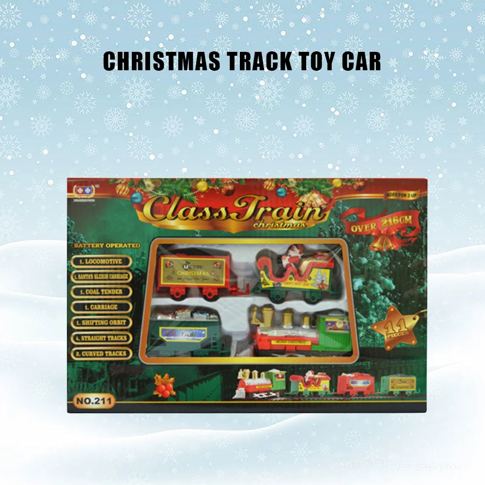 Cartoon Puzzle Assembled Rail Car Toys Battery-Powered Mini Train Railway Track Toys Santa Claus Christmas Gifts for Boys Girls