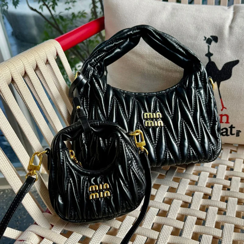 

Женский мини-изысканный кошелек, легкий модный плиссированный мешок через плечо с клецками, портативный кошелек для хранения наушников с губной помадой, кошелек для монет