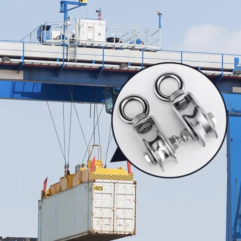 2pcs Efficient Pulley Swivel Pulley Antideformation Pulley Rollers Block for Various Applications Safe Load Capacity Drop ship