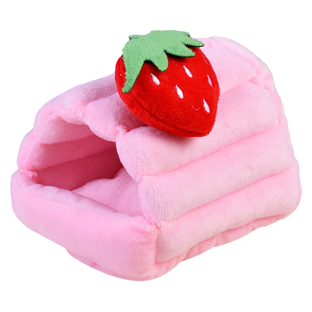 

Warm Pet Hamster Bed House Cartoon Strawberry Design Nest Pet Thicken Nest Pet Bed House Pet Warm House