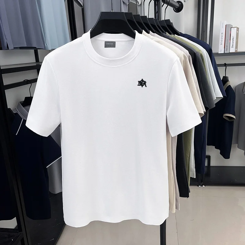 Designer-Style Herren-Print-T-Shirt, Sommer-Trend, Einfarbig, aus Baumwolle, Kurzarm, O-Ausschnitt, Lässiges, Vielseitiges Herren-Oberteil – Detail 3