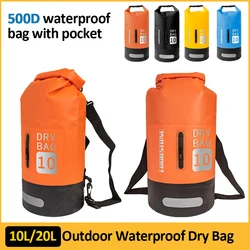 10L/20L PVC Waterproof Dry Bag with Pocket Outdoor Diving Foldable Storage Beach Swimming Bag Rafting River Ocean Backpack