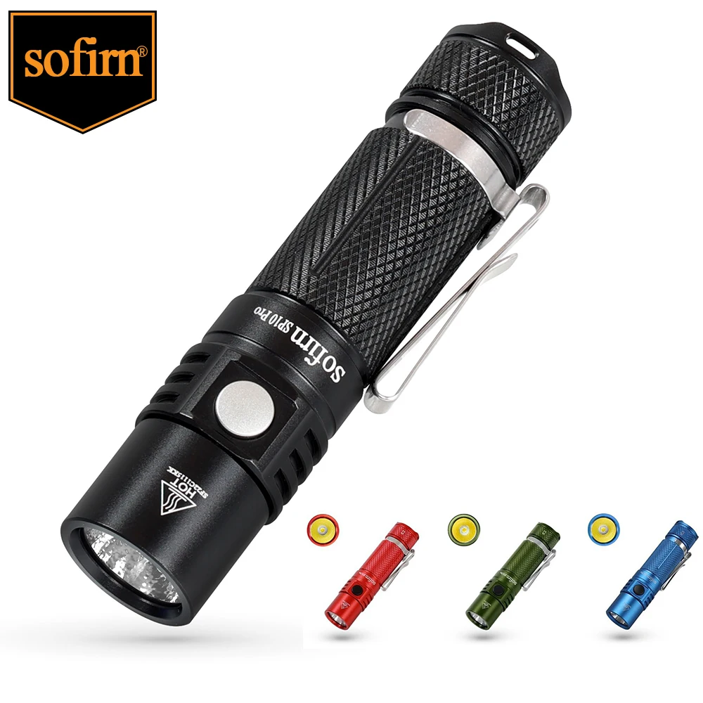 Sofirn SP10 Pro Powerful 900lm EDC Flashlight LH351D LED Torch Rechargeable 14500 AA Mini Portable Tactical Lantern Anduril 2.0