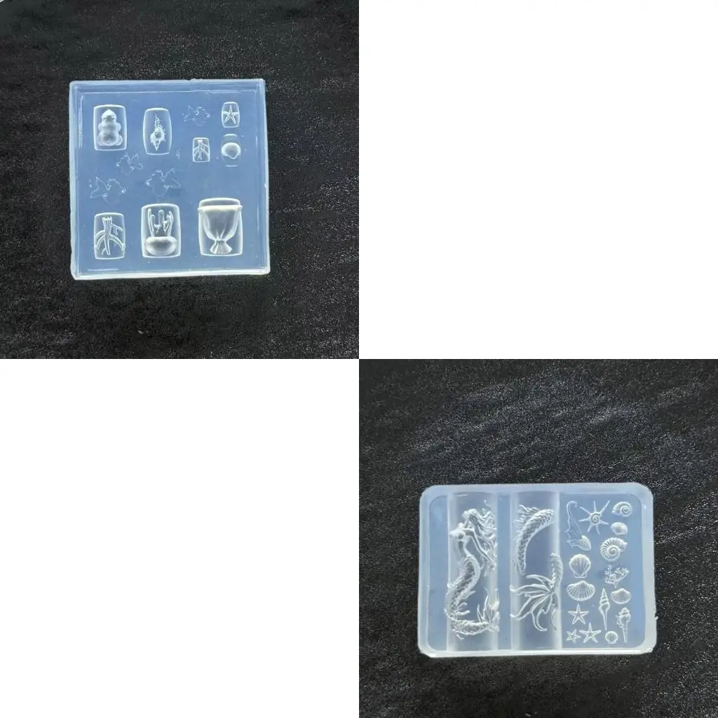 Silicone Art Template With Aquatics Animal Reliefs Including Dolphin Clam and for Creative Designs