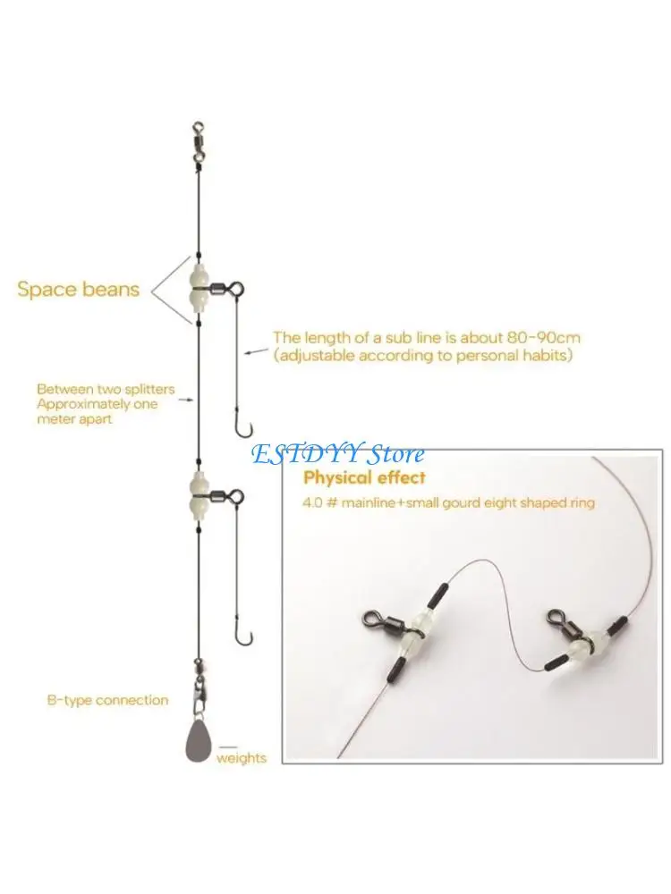 G6DE Luminous Fishing Swivels with Glow Beads Tackle for Saltwater Freshwater Fishing Swivels T-Shape Fishing Line Connectors