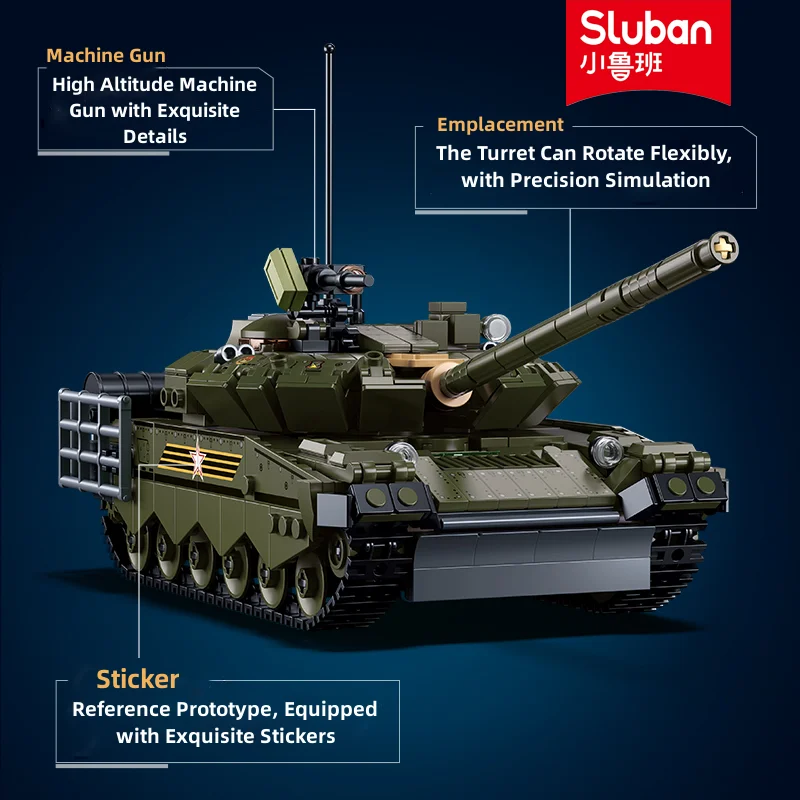 Sluban Building Block Toys Army Military Series B1178 T-80 Dual Transformer Tank 798PCS Bricks Compatible With Leading Brands