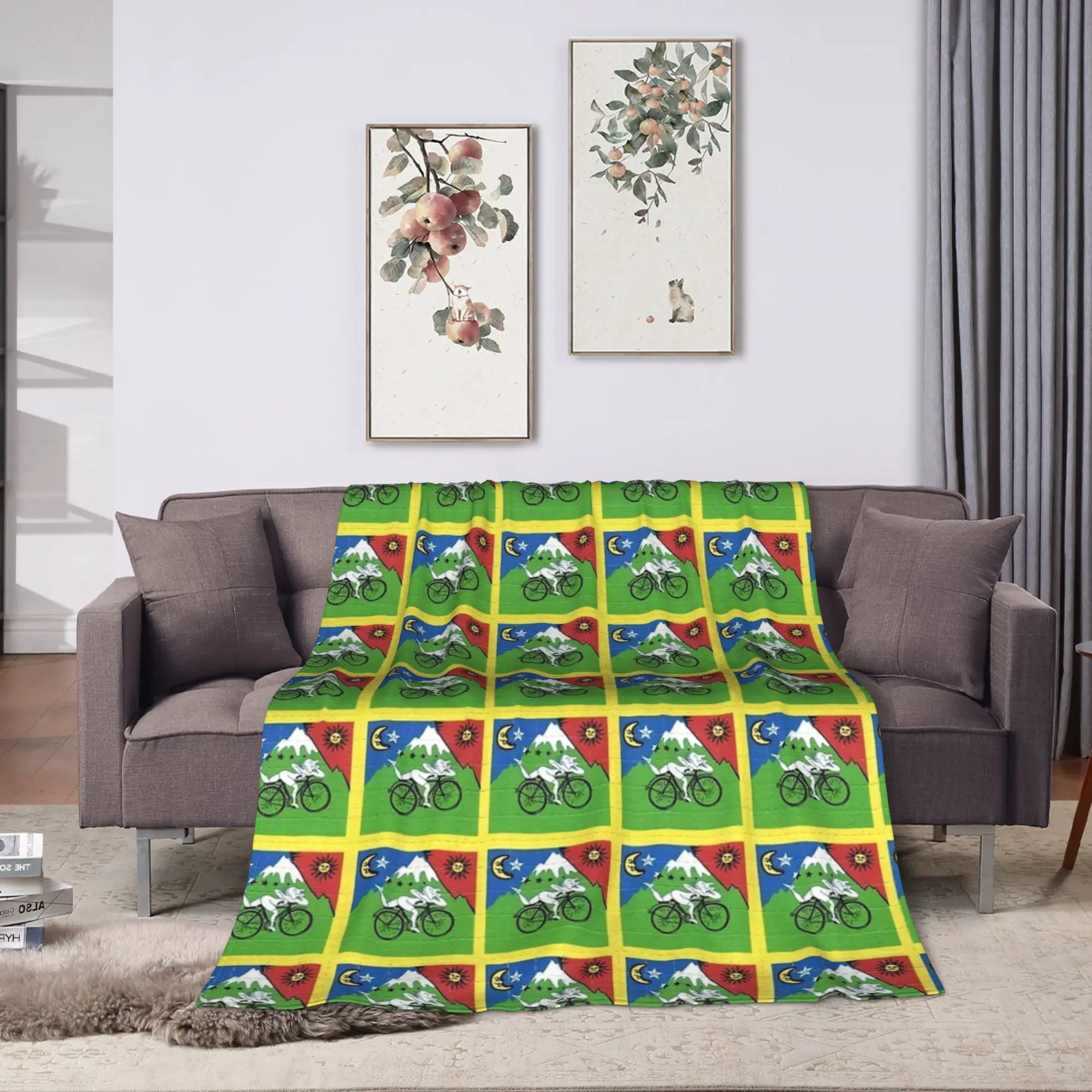 Soft Blanket Girls Boys Travel Albert Hofmann LSD Bicycle Day Throw Blanket Flannel Bedspread For Chair Novelty Sofa Bed Cover