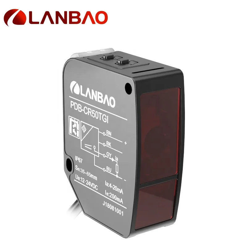 LANBAO Plastic Laser Photoelectric Sensor 50mm RS-485 10-30VDC IP67 Laser Displacement Sensor