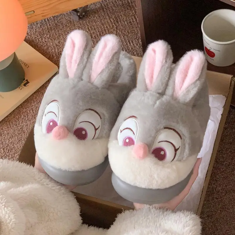 Liebliche Cartoon-Kaninchen-Fuchs-Winterhausschuhe für Damen, 2026, flauschige Pelz-Hausschuhe, bequeme Hausschuhe für zu Hause, niedliche Baumwollschuhe für Paare – Detail 12