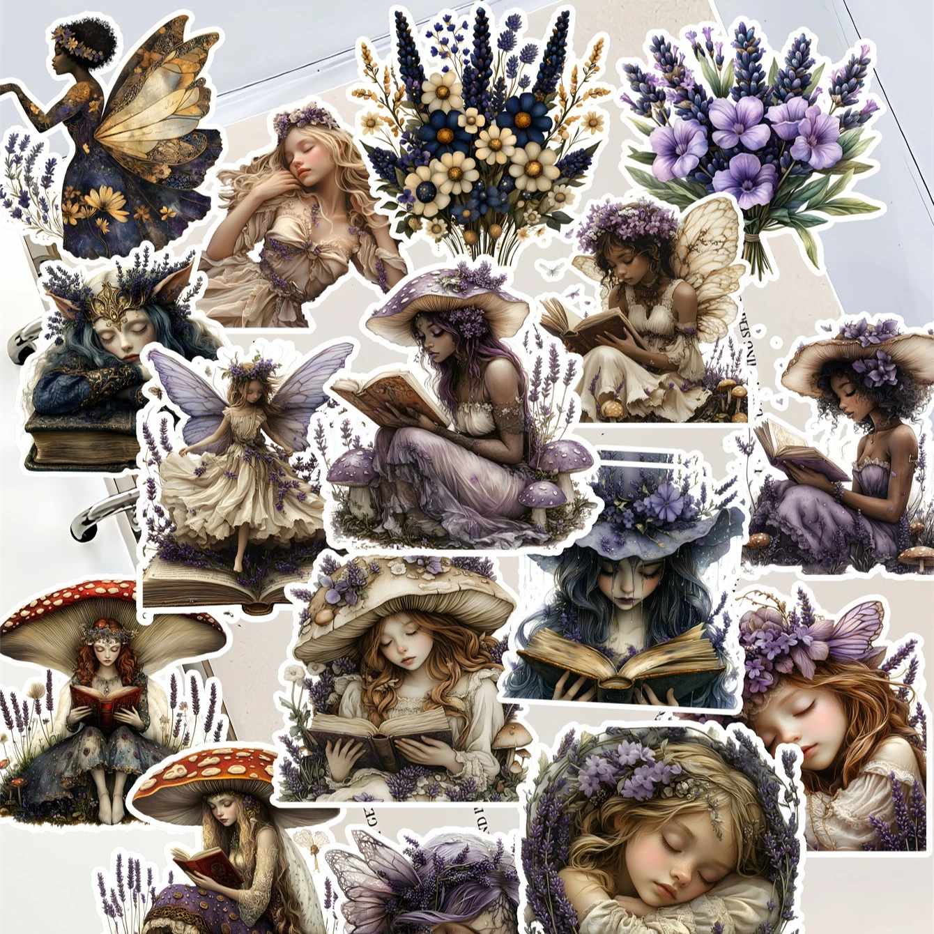 17pcs  Self-made Fairy Garden Fairy Book Reading  Scrapbooking Stickers /Decorative/DIY Craft Photo Albums journaling stationery